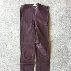 HM maroon leather pants